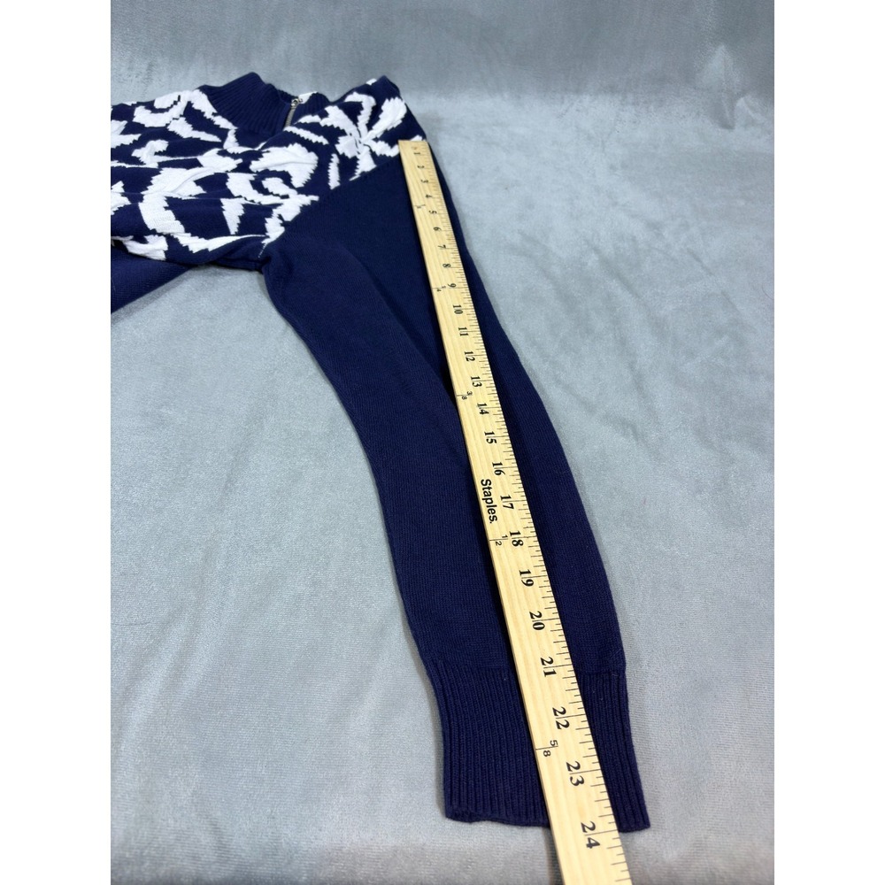 Chicos Weekends Cardigan Sweater Navy w/White Lightweight Beach Summer Nights 3 - Picture 5 of 15